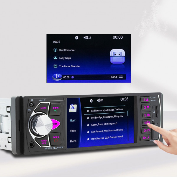 Автомагнитола с экраном 4,1 LCD TFT, Bluetooth